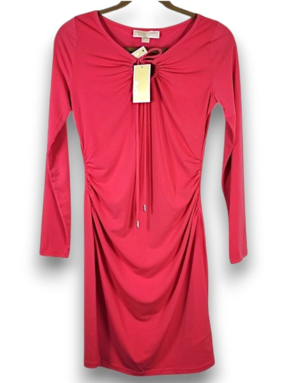 Michael Michael Kors Coral Tie Neck Mini Dress NWT - Size S - Picture 2 of 10